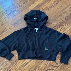 Nike Air Cropped Jacket XS Hooded Hooded Black Front Zip